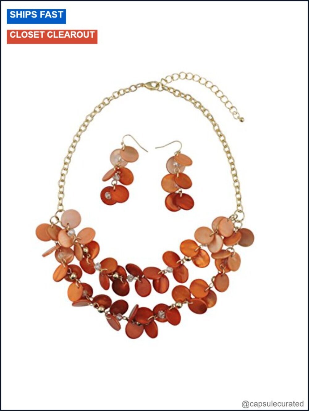 2 Layer Shell Necklace and Earring Set